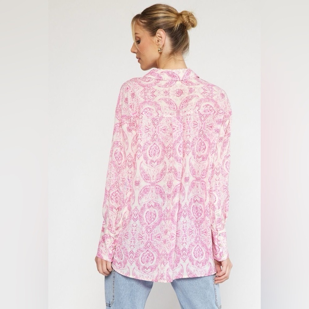 Entro Paisley Floral Button-Down Long Sleeve Boluse NWT small - Picture 7 of 11